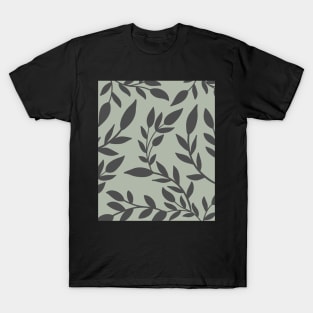 Abstract Pastel Blue  Botanical  Leaves Pattern T-Shirt